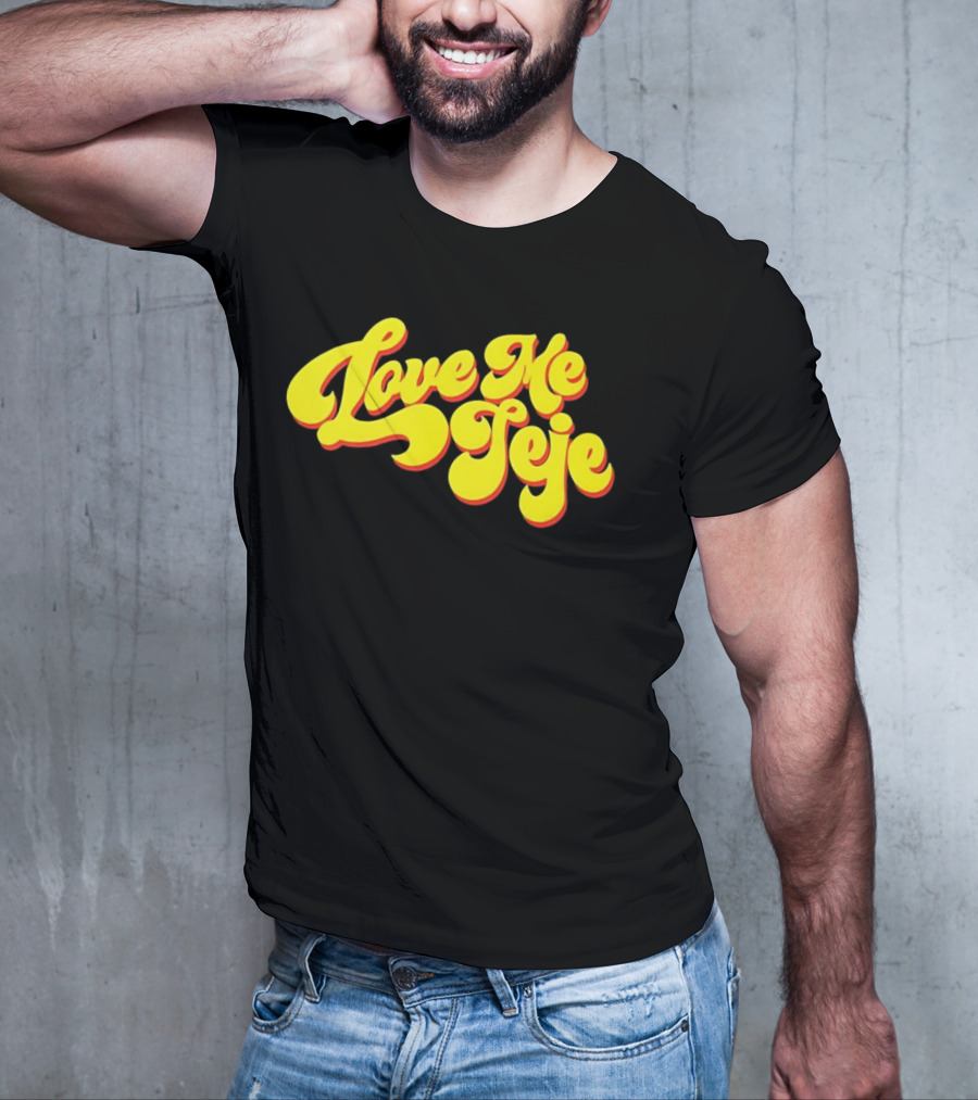 Love Me Jeje Retro Style Text Yellow And Red Groovy Font T-Shirt
