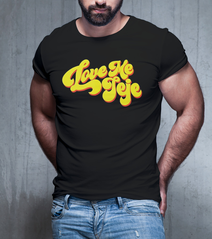 Love Me Jeje Retro Style Text Yellow And Red Groovy Font T-Shirt
