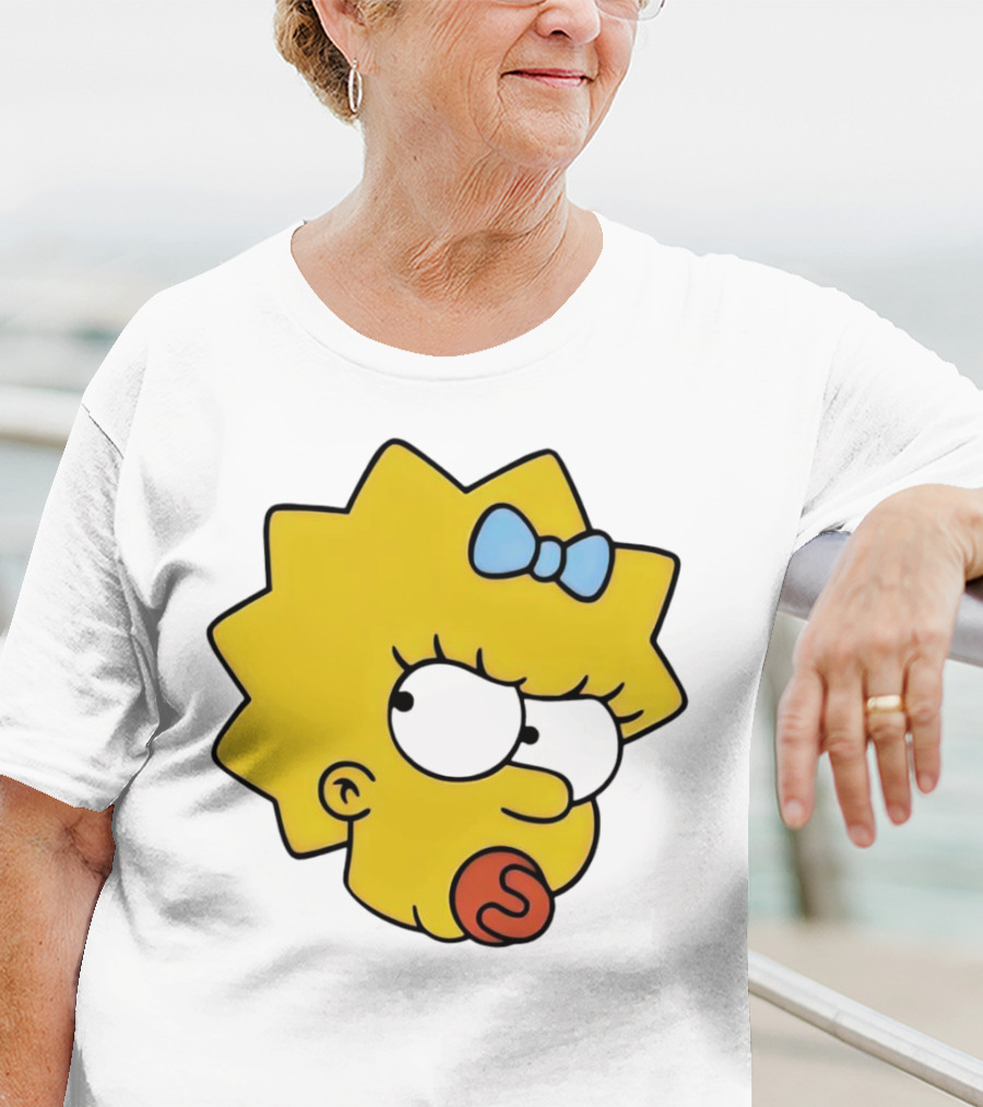 Manicita The Simpsons Maggie Angry Face With Pacifier And Bow T-Shirt