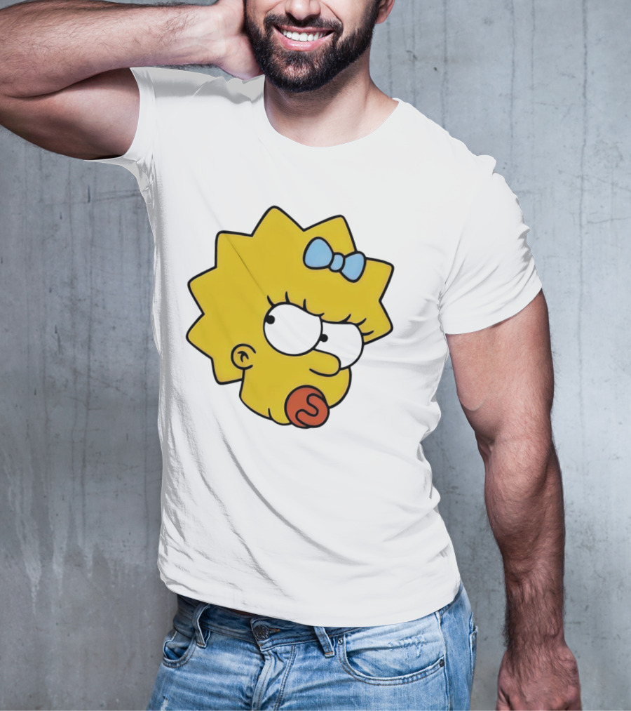Manicita The Simpsons Maggie Angry Face With Pacifier And Bow T-Shirt