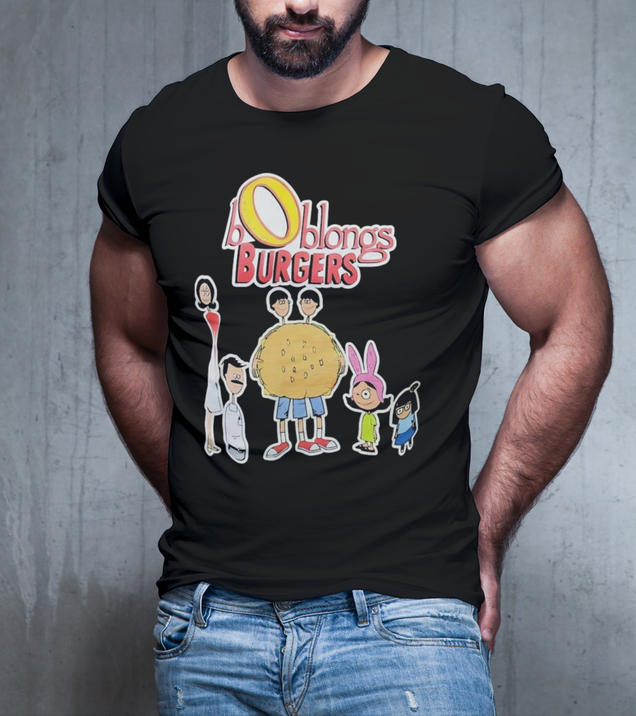 Boblongs Burgers Cartoon Characters Holding Burger T-Shirt