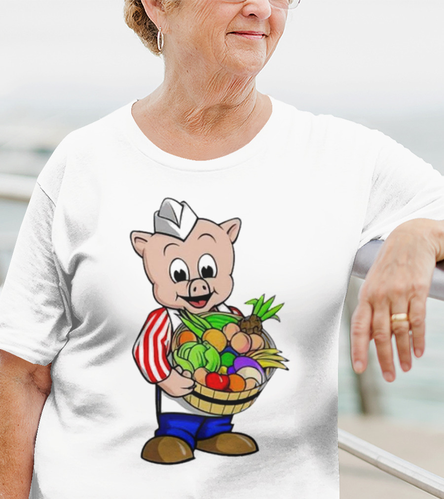 Piggly Wiggly Palmetto Pig With Basket Of Fresh Vegetables T-Shirt
