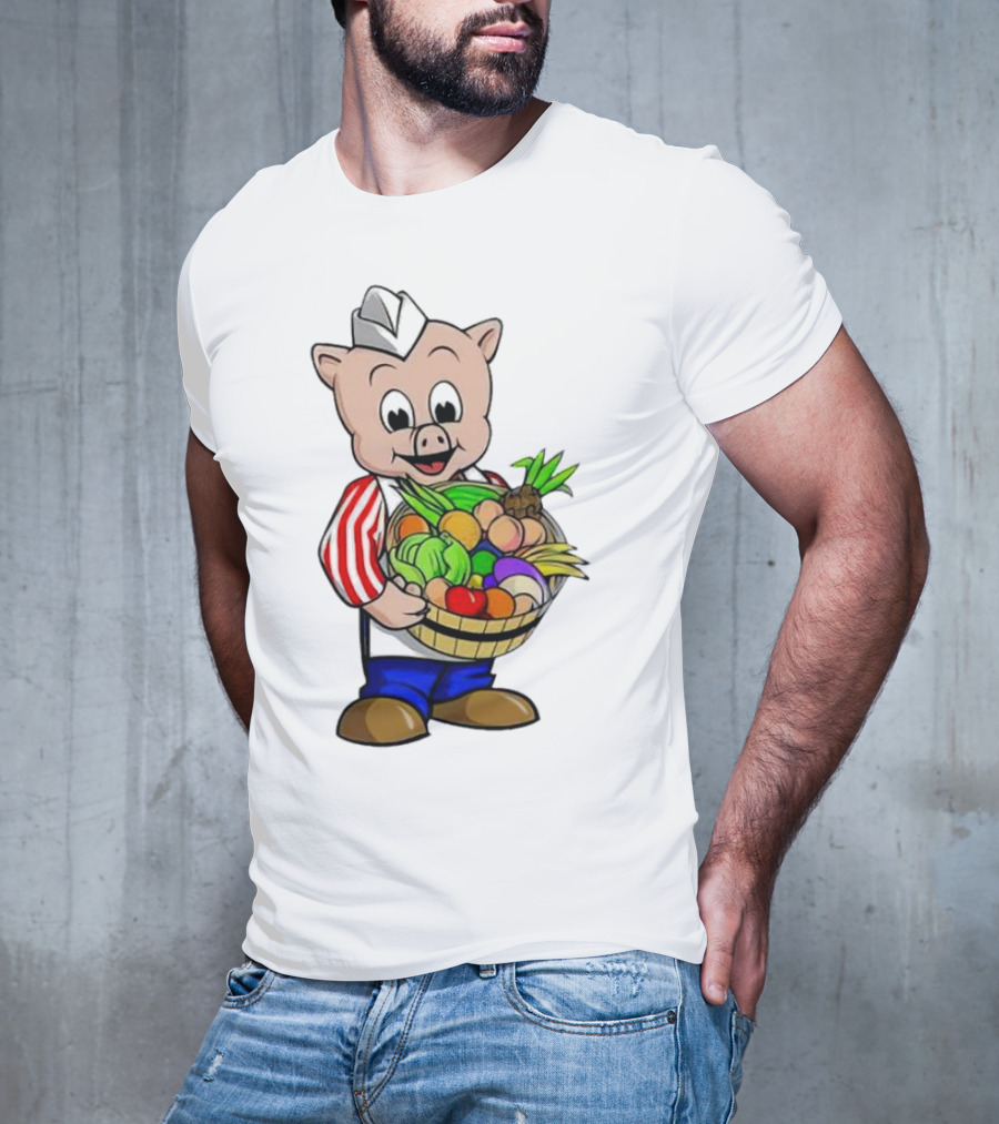 Piggly Wiggly Palmetto Pig With Basket Of Fresh Vegetables T-Shirt