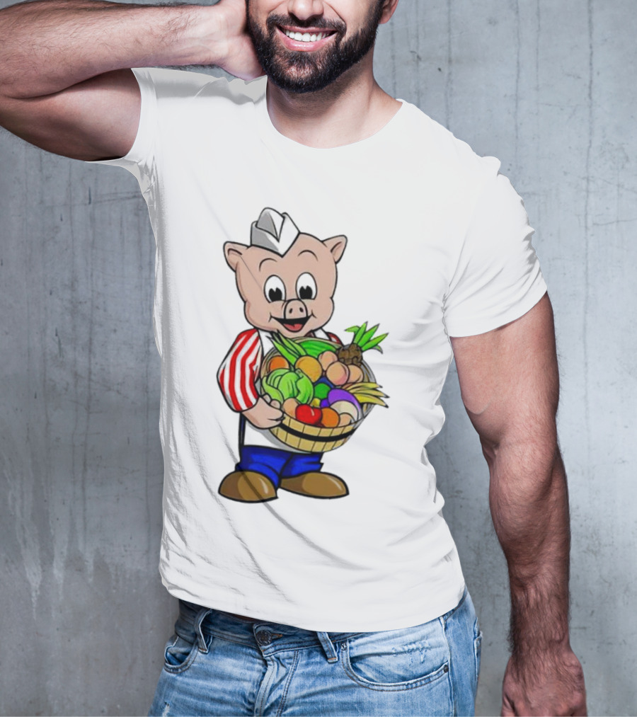 Piggly Wiggly Palmetto Pig With Basket Of Fresh Vegetables T-Shirt