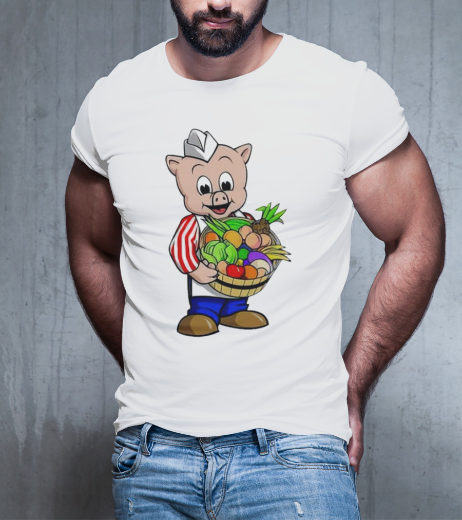 Piggly Wiggly Palmetto Pig With Basket Of Fresh Vegetables T-Shirt
