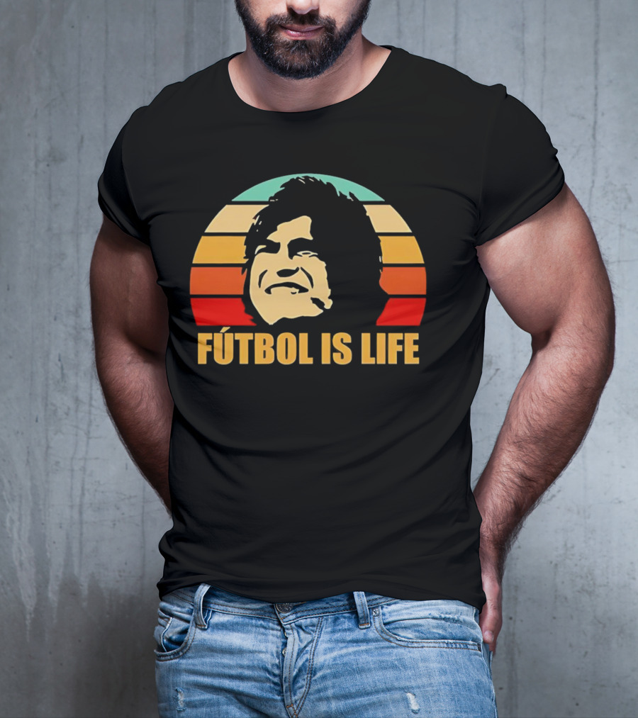 Fútbol Is Life Vintage Retro Sunset T-Shirt