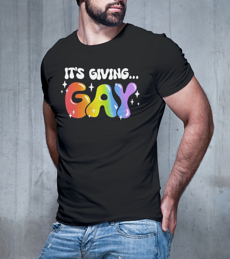 It's Giving Gay Pride Rainbow Sparkles T-Shirt