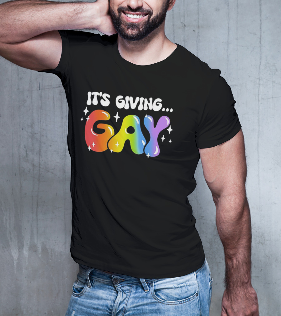 It's Giving Gay Pride Rainbow Sparkles T-Shirt