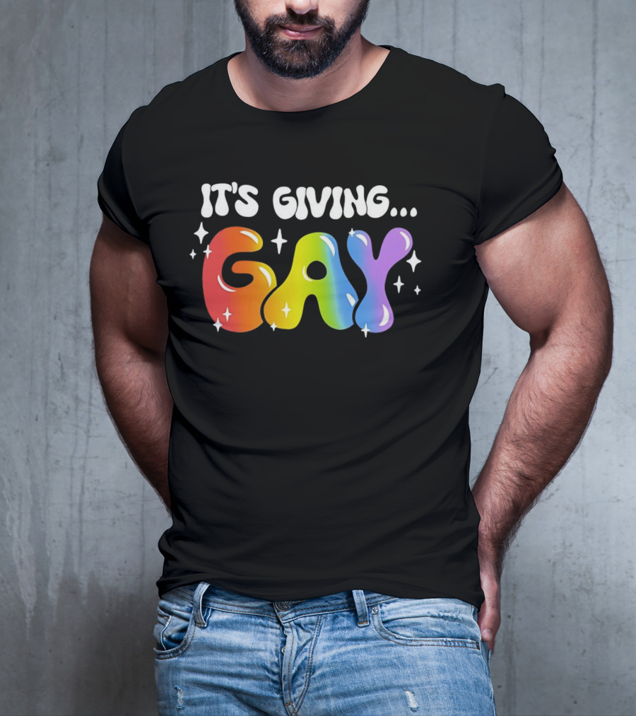 It's Giving Gay Pride Rainbow Sparkles T-Shirt