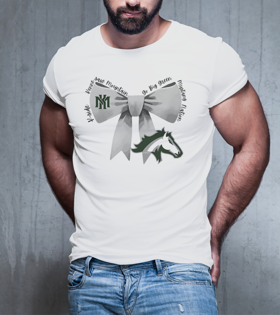 Bowtie Kennesaw Mountain Mustangs K-M Go Big Green Mustang Nation T-Shirt