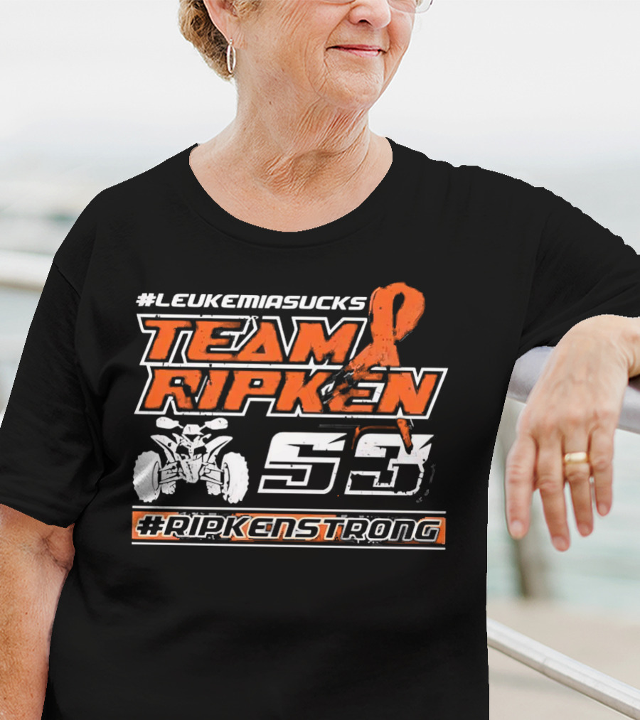 LeukemiaSucks Team Ripken 53 #RipkenStrong Orange Ribbon Quad Bike T-Shirt
