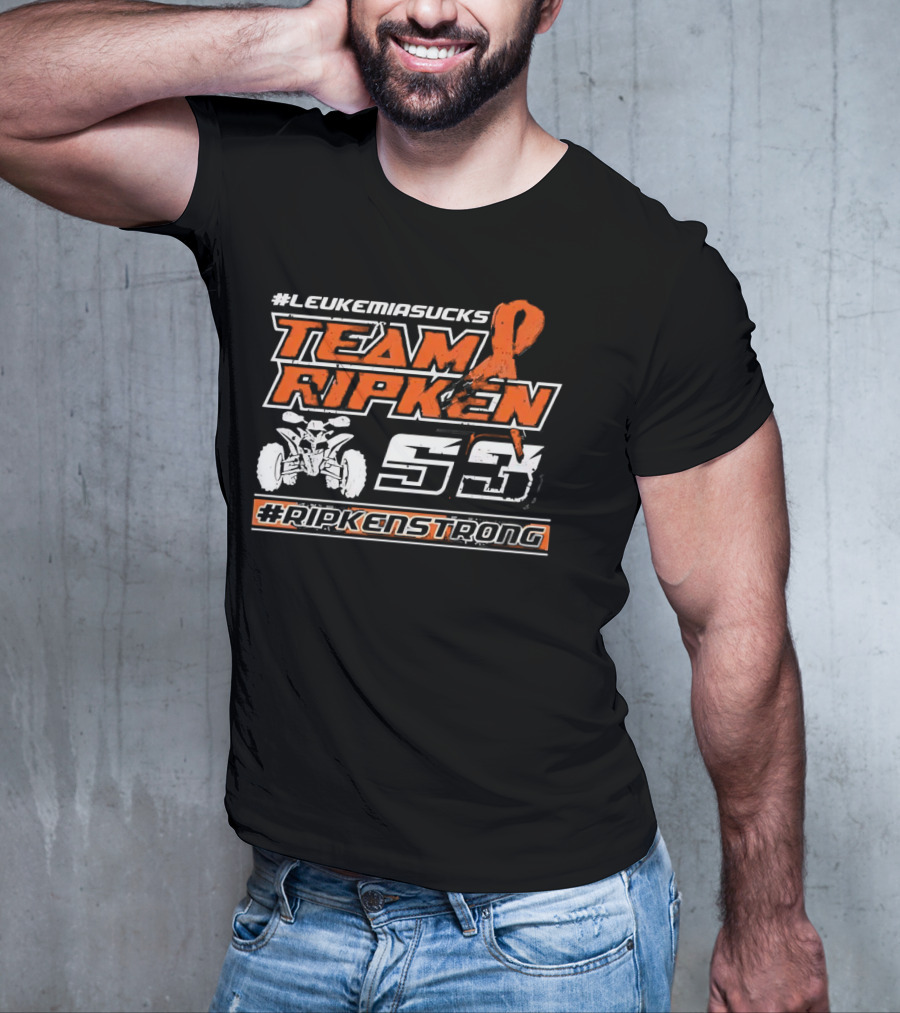 LeukemiaSucks Team Ripken 53 #RipkenStrong Orange Ribbon Quad Bike T-Shirt