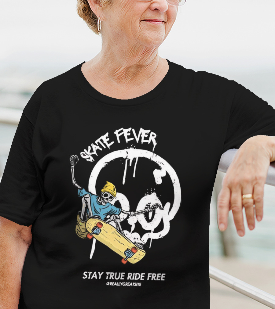 Skate Fever Skeleton Stay True Ride Free T-Shirt