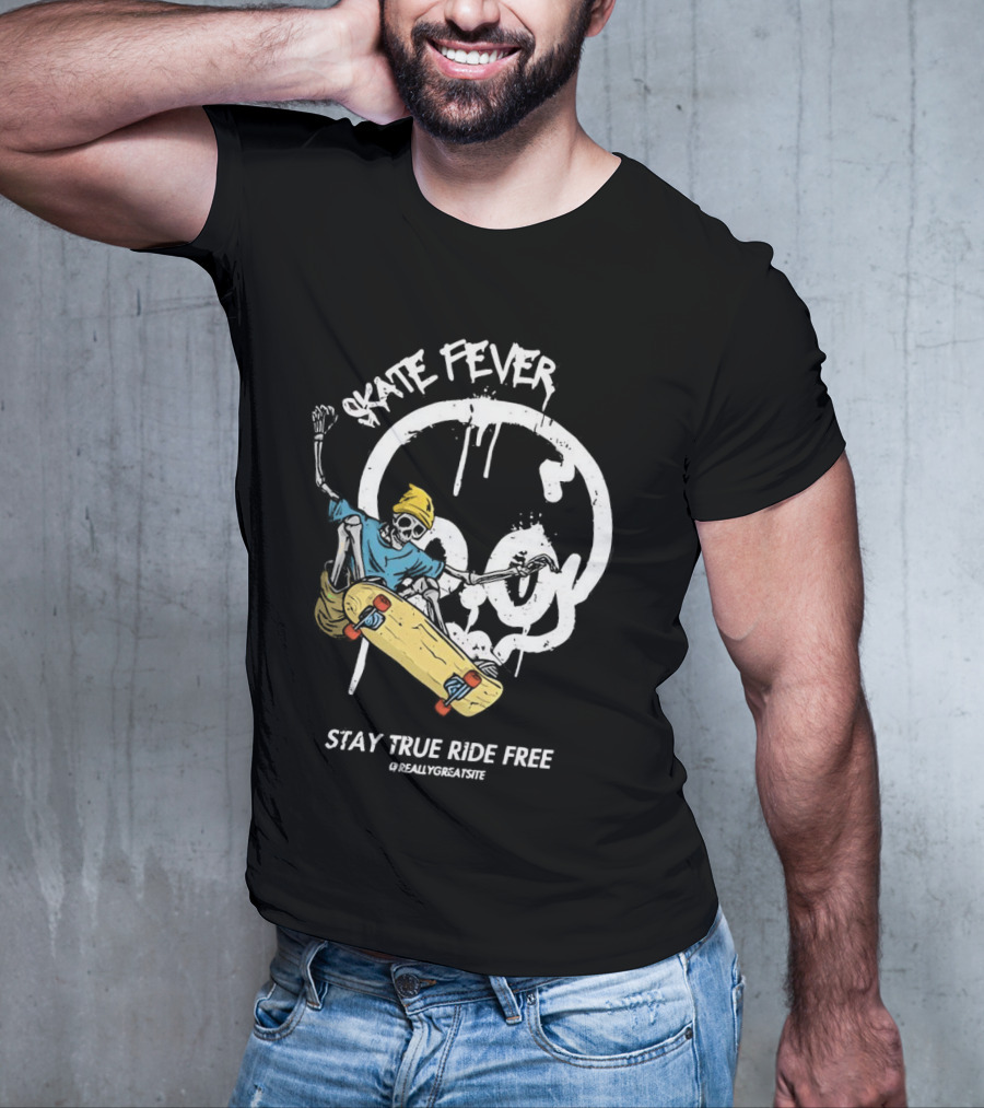 Skate Fever Skeleton Stay True Ride Free T-Shirt