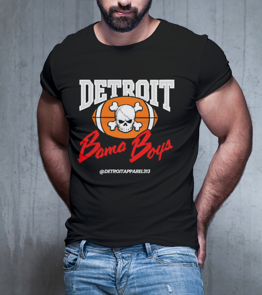 Detroit Bama Boys Skull Football @DetroitApparel313 T-Shirt