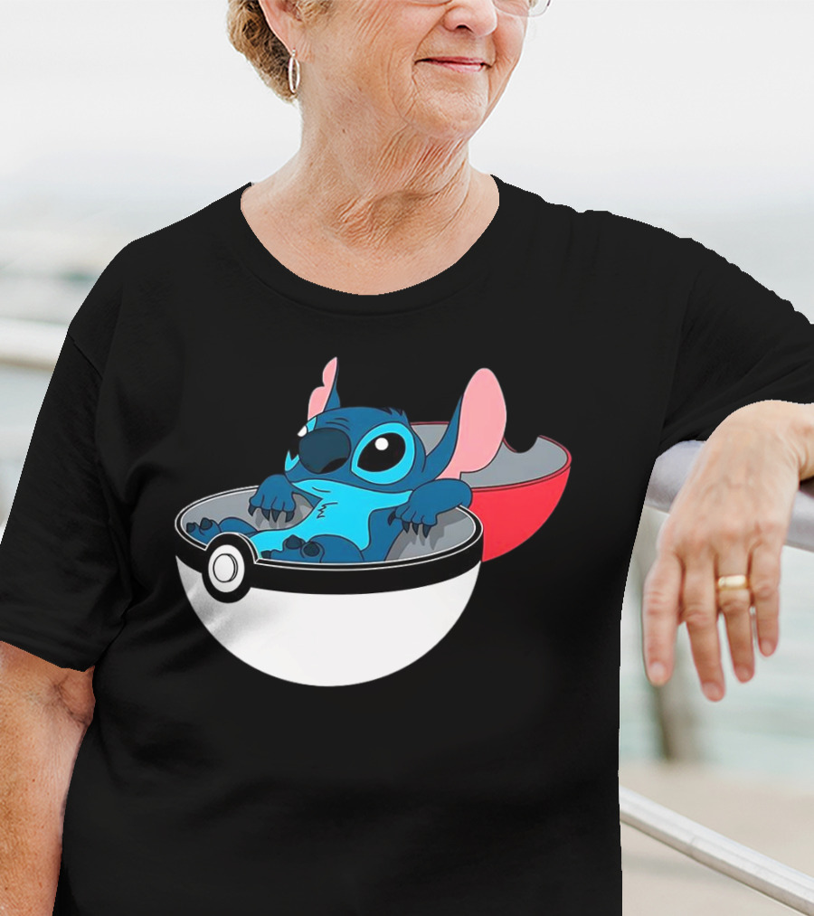 The Stitch Relaxing In Poké Ball Fusion Concept T-Shirt