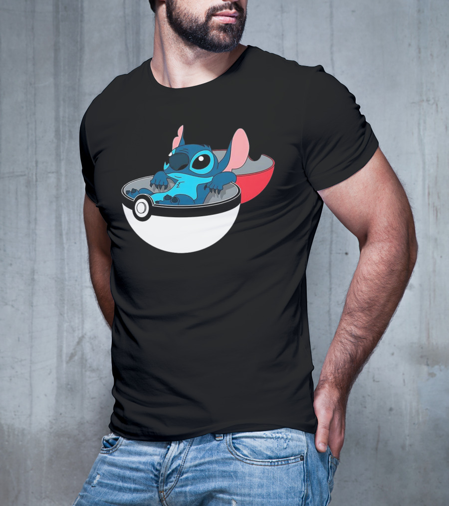 The Stitch Relaxing In Poké Ball Fusion Concept T-Shirt