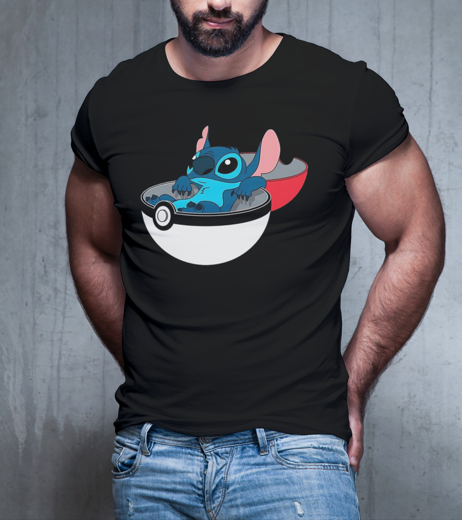 The Stitch Relaxing In Poké Ball Fusion Concept T-Shirt