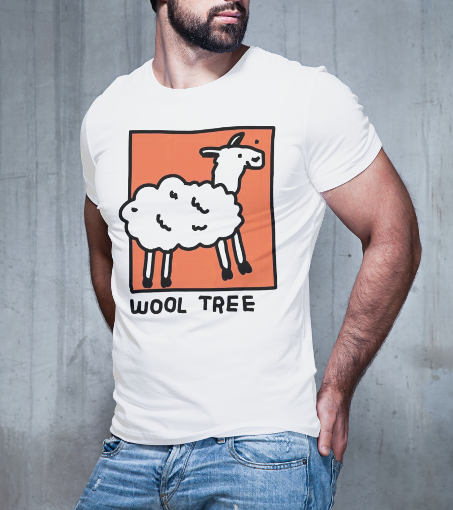 Wool Tree Black Sheep Illustration On Orange Background T-Shirt