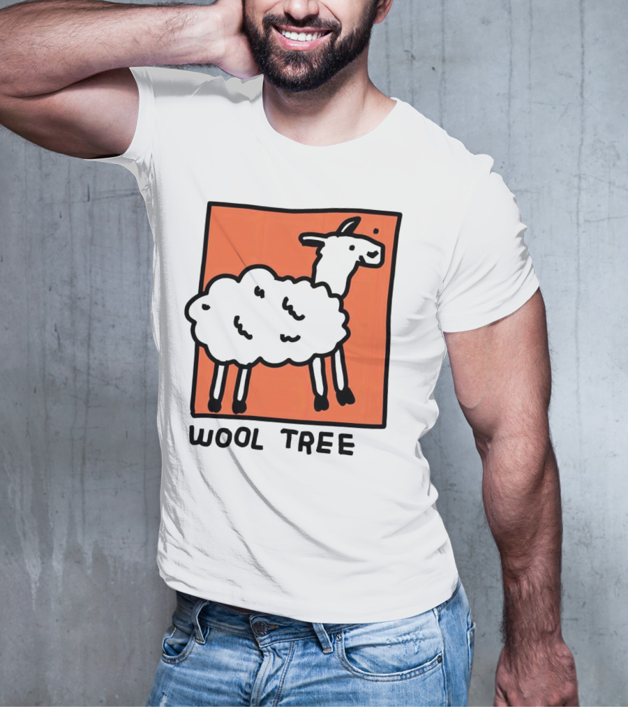 Wool Tree Black Sheep Illustration On Orange Background T-Shirt