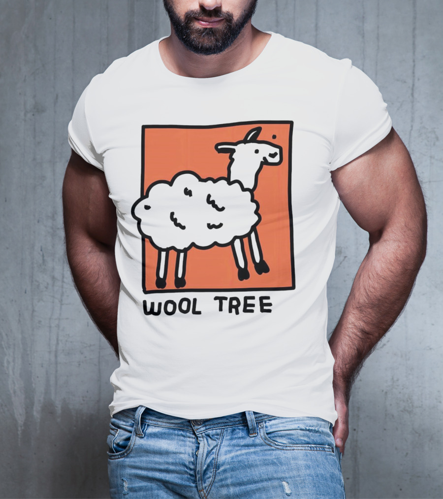Wool Tree Black Sheep Illustration On Orange Background T-Shirt