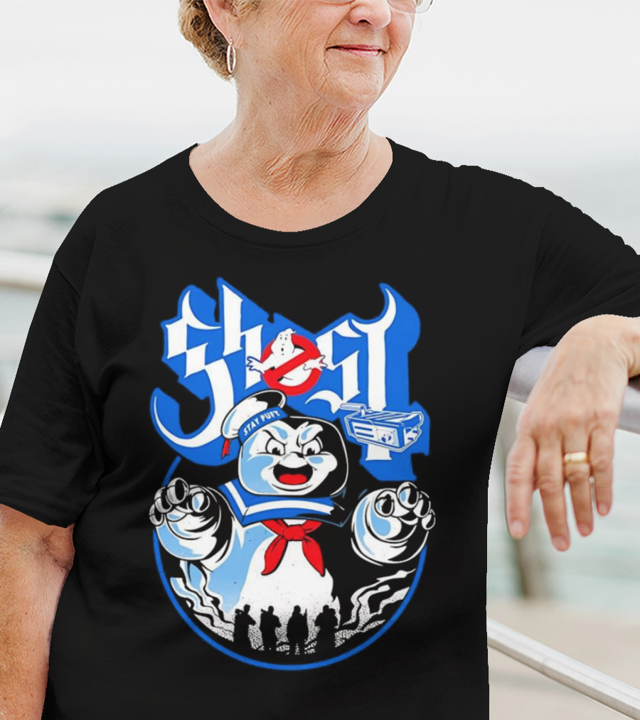 Stay Puft Marshmallow Man Ghostbusters Inspired With Ghostbusters Logo T-Shirt