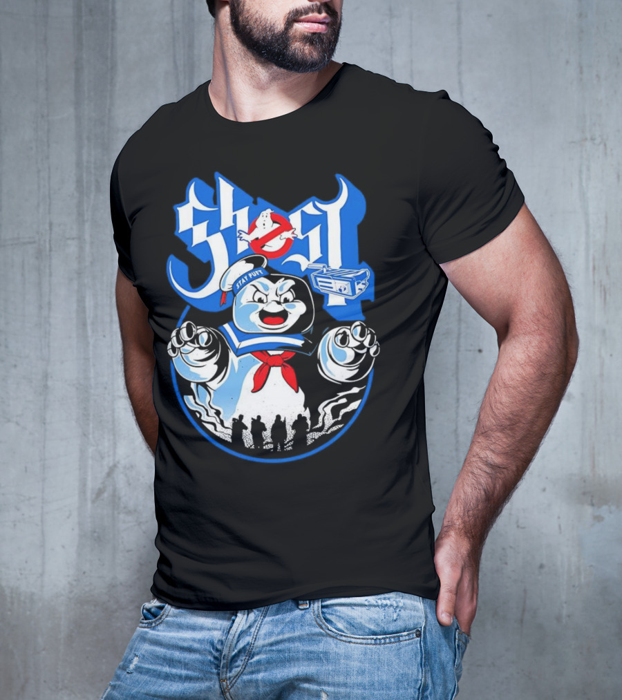 Stay Puft Marshmallow Man Ghostbusters Inspired With Ghostbusters Logo T-Shirt