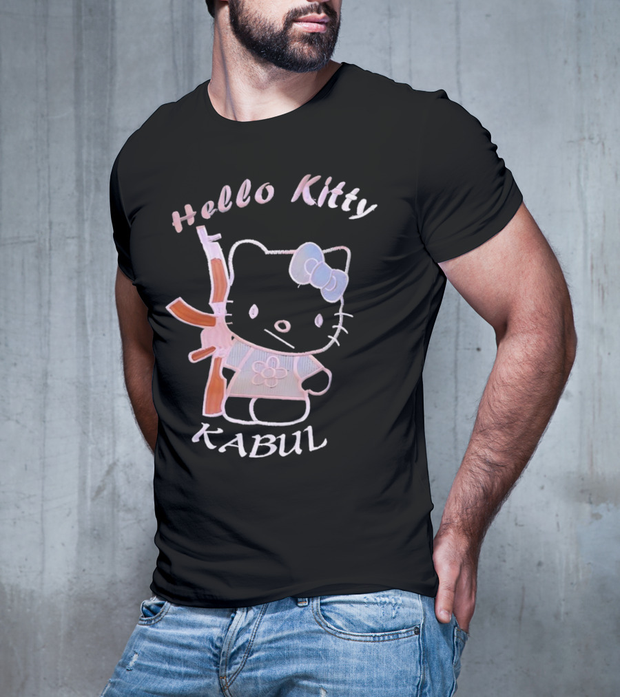 Hello Kitty Kabul Playful Twist On Iconic Character With Rifle T-Shirt