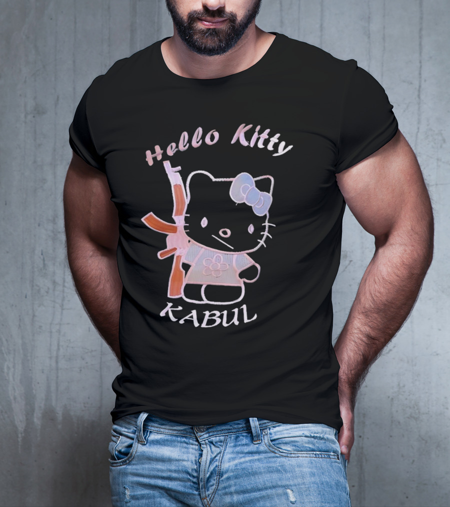 Hello Kitty Kabul Playful Twist On Iconic Character With Rifle T-Shirt