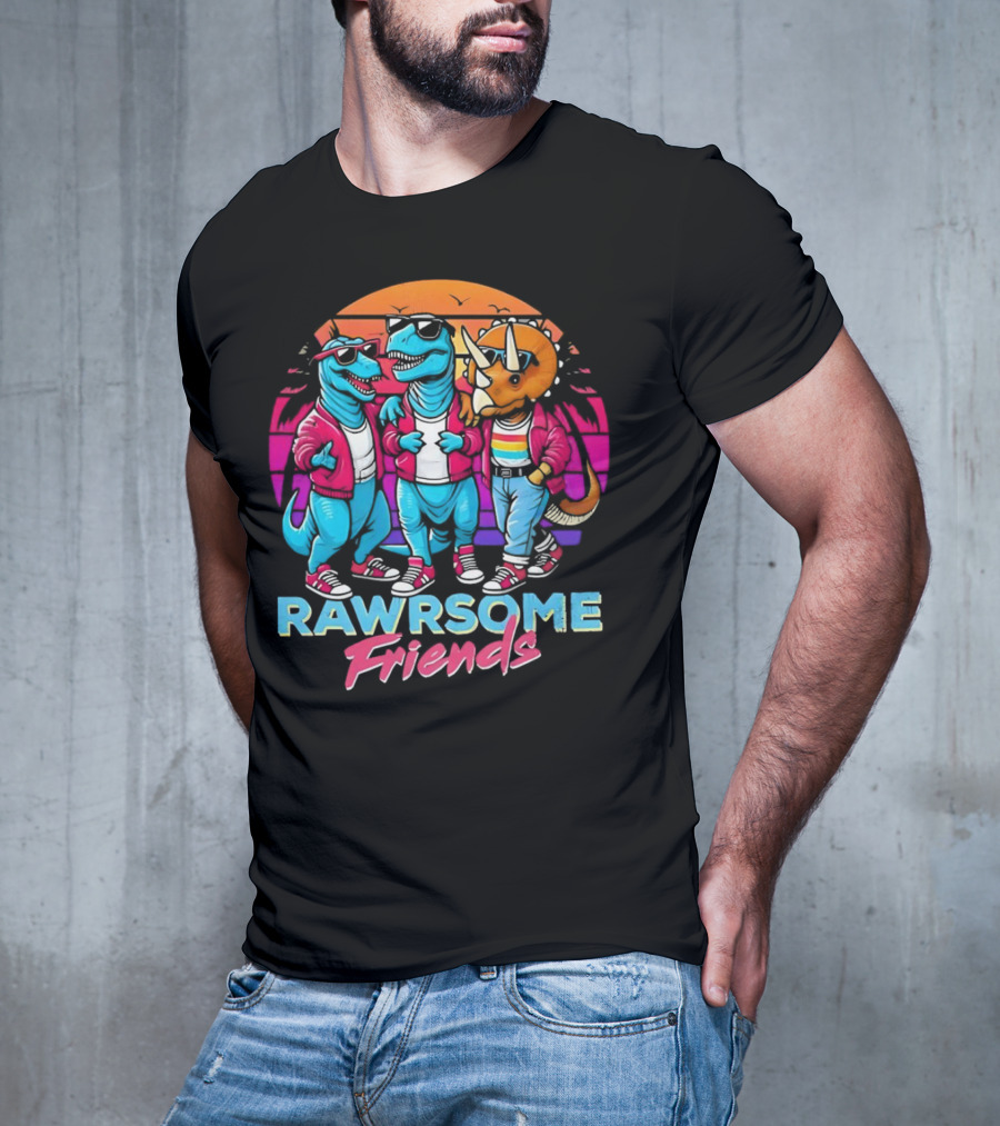 Rawrsome Friends Juna Duncan Retro Dinosaur Crew T-Shirt
