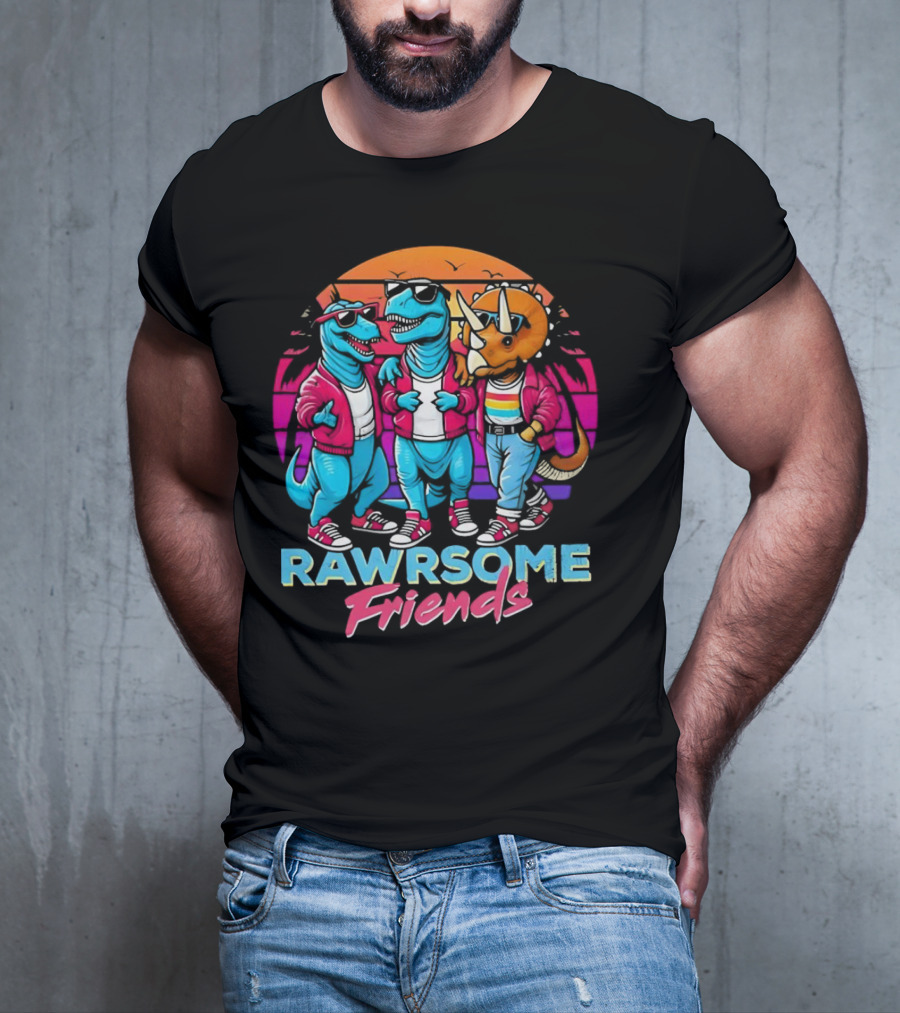 Rawrsome Friends Juna Duncan Retro Dinosaur Crew T-Shirt