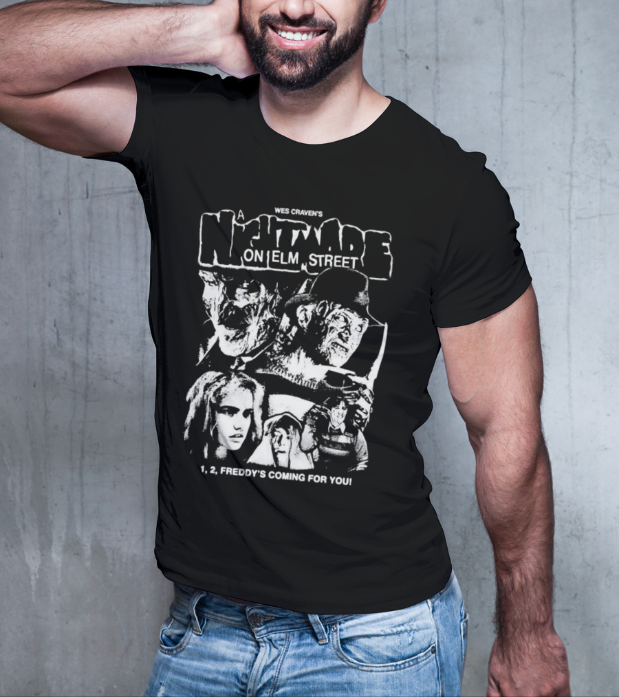 Wes Craven's A Nightmare On Elm Street 1, 2, Freddy's Coming For You T-Shirt