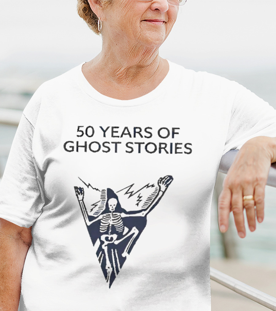 50 Years Of Ghost Stories Skeleton With Lightning Bolt T-Shirt