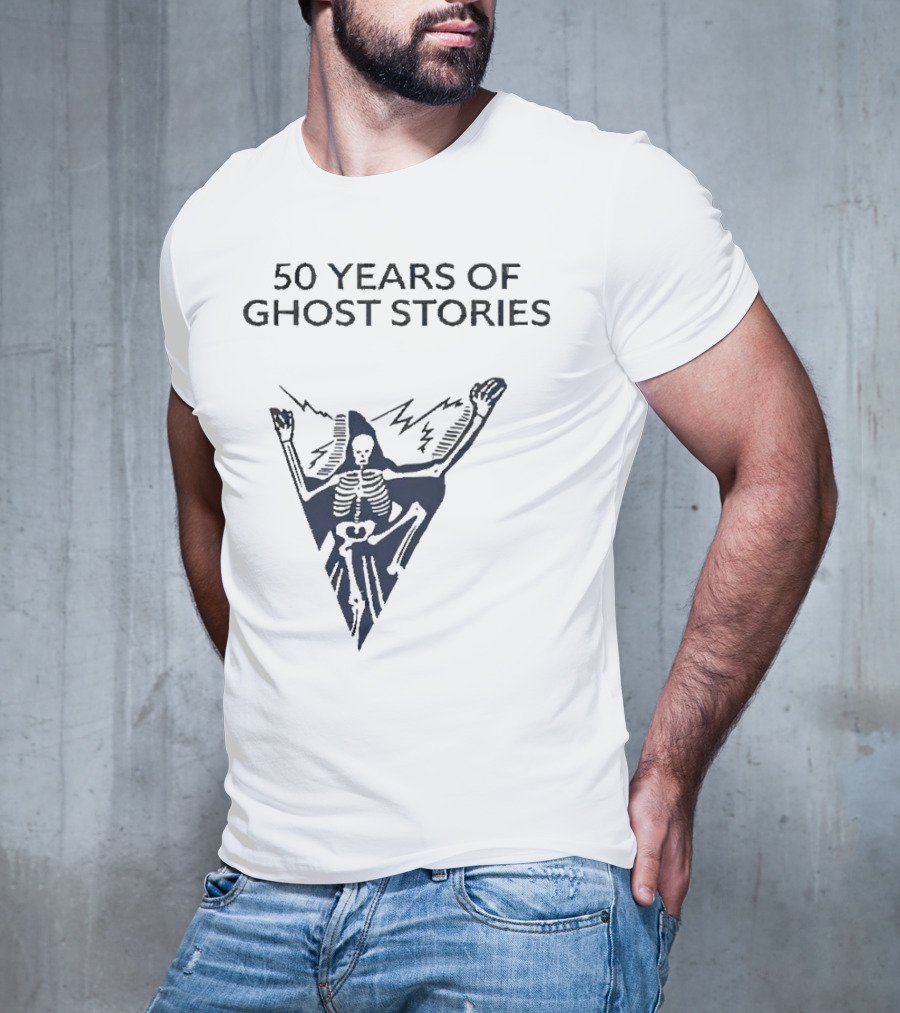 50 Years Of Ghost Stories Skeleton With Lightning Bolt T-Shirt