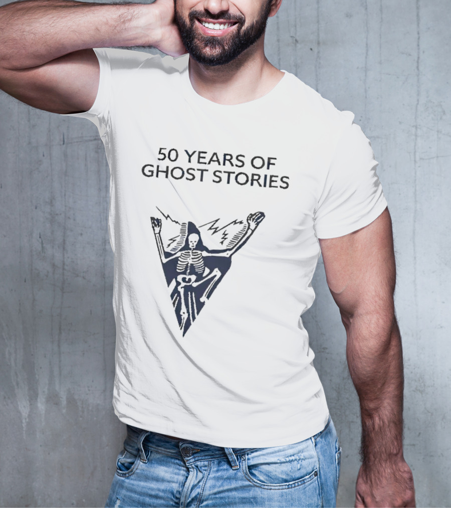 50 Years Of Ghost Stories Skeleton With Lightning Bolt T-Shirt