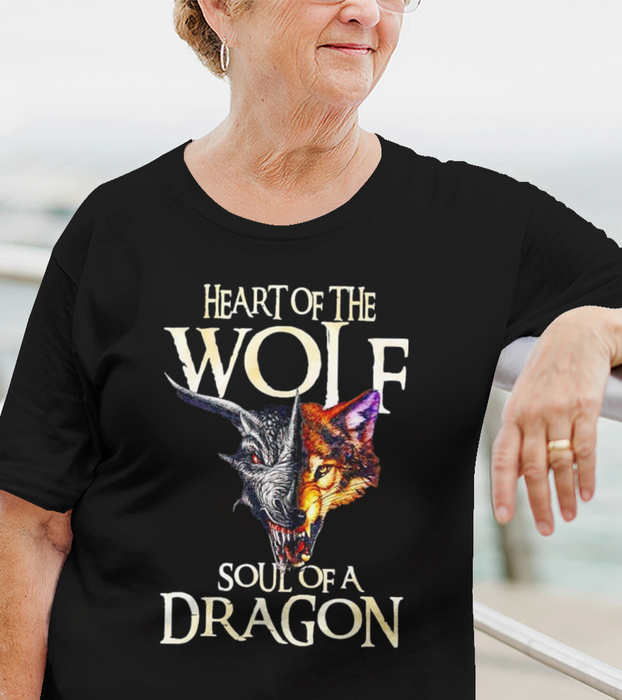 Heart Of The Wolf Soul Of A Dragon Wolf-Dragon Hybrid Duality T-Shirt