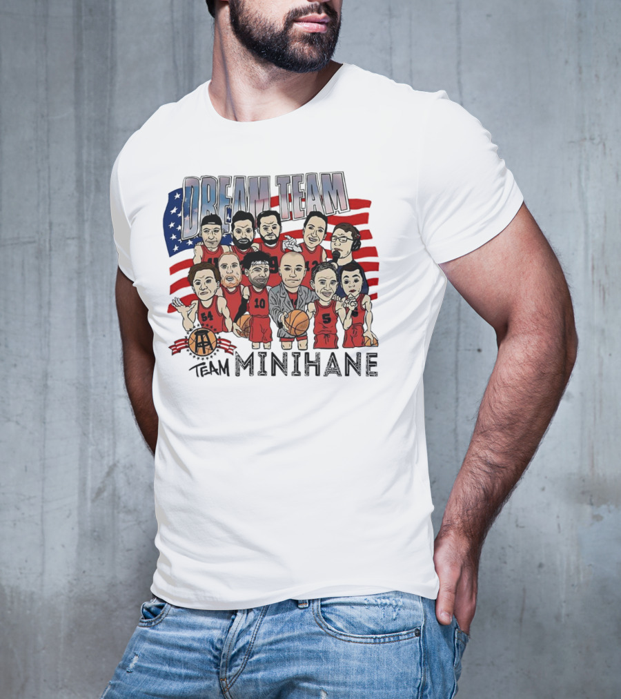 Dream Team Minihane Basketball USA Flag Characters T-Shirt