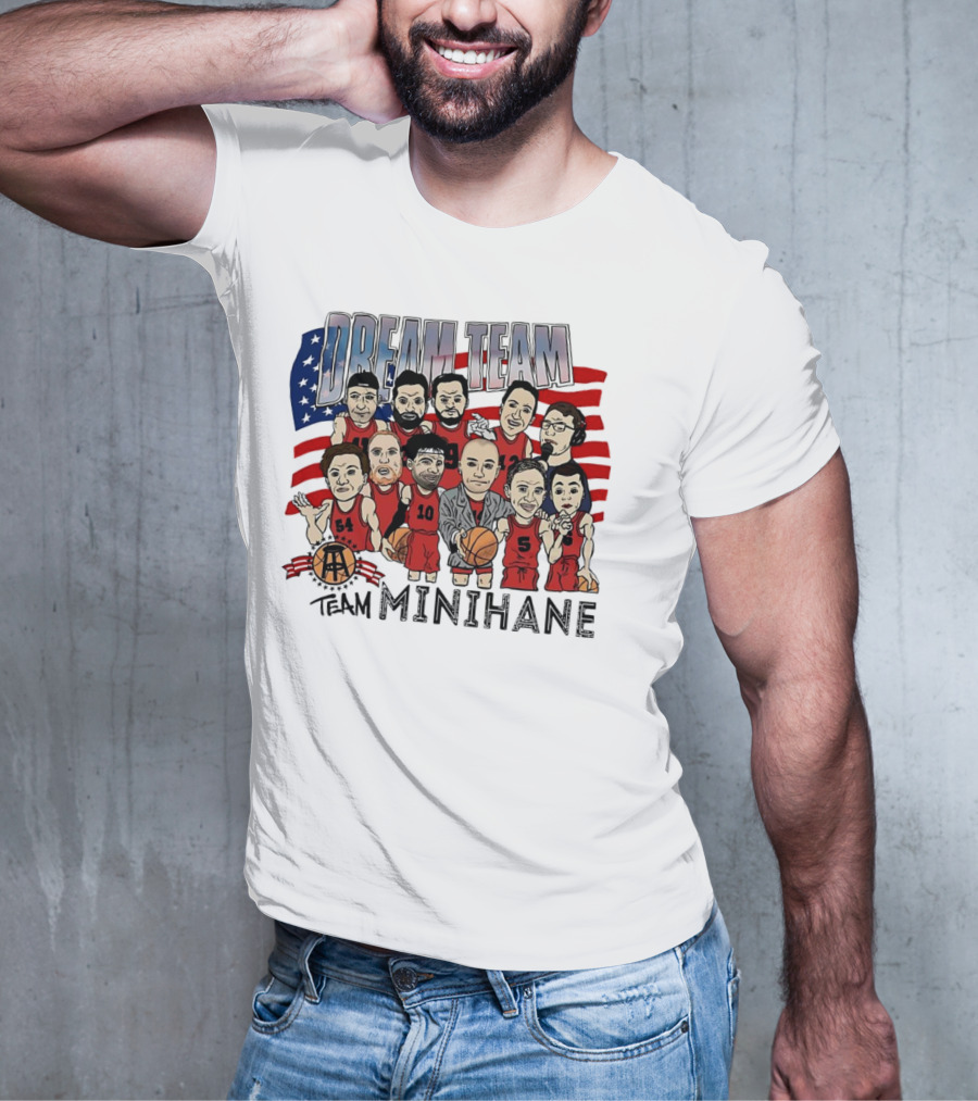 Dream Team Minihane Basketball USA Flag Characters T-Shirt