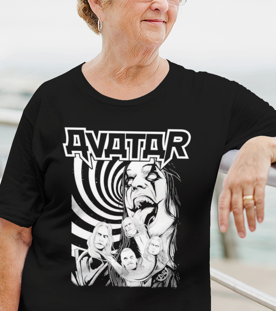 Avatar Band Graphic With Swirling Tongue Faces T-Shirt