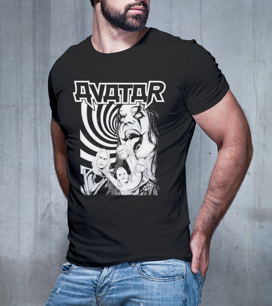 Avatar Band Graphic With Swirling Tongue Faces T-Shirt