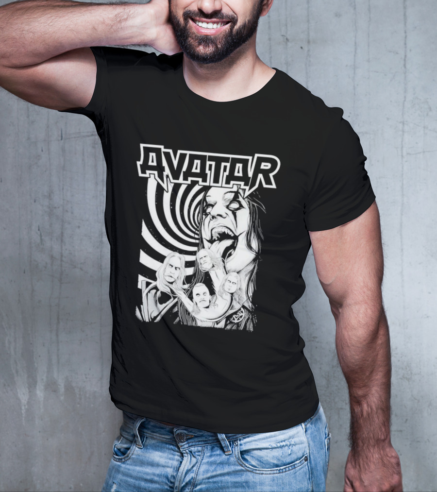 Avatar Band Graphic With Swirling Tongue Faces T-Shirt