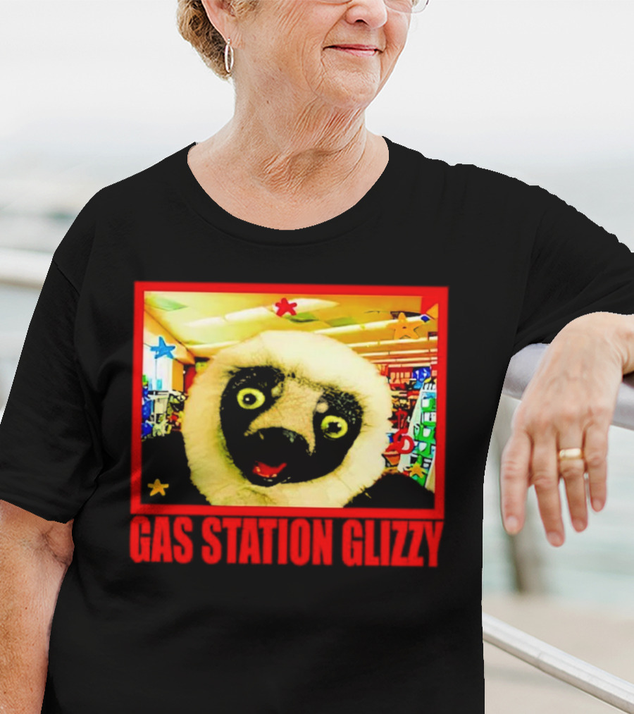 Gas Station Glizzy Funny Lemur Cartoon Inside Store T-Shirt