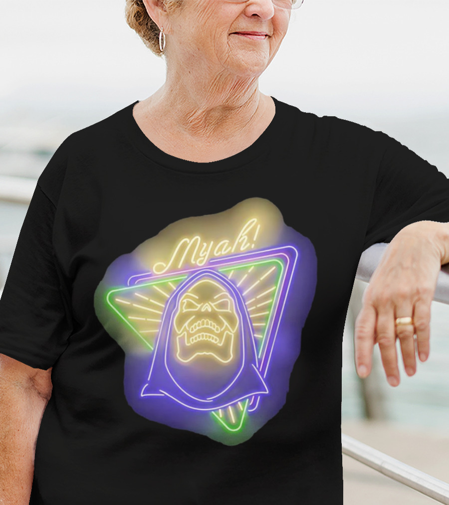 Skeletor Neon Myah Retro 80s Glowing Triangle T-Shirt