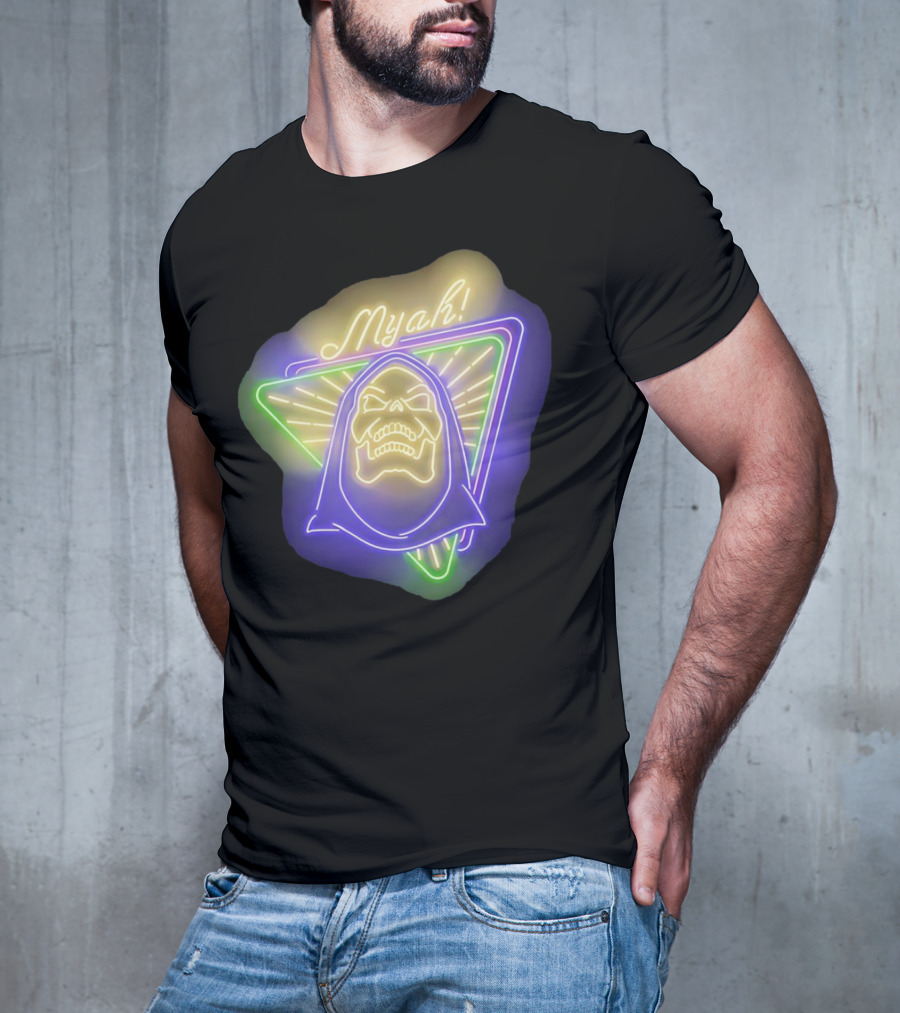 Skeletor Neon Myah Retro 80s Glowing Triangle T-Shirt