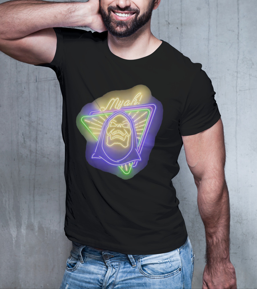 Skeletor Neon Myah Retro 80s Glowing Triangle T-Shirt