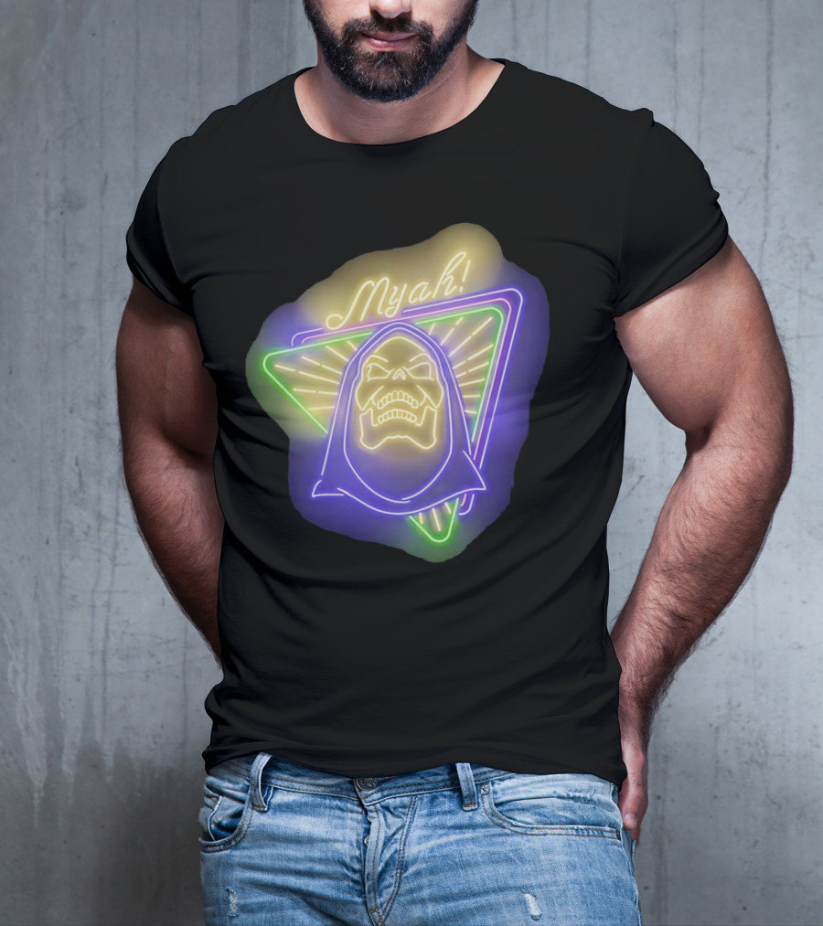 Skeletor Neon Myah Retro 80s Glowing Triangle T-Shirt
