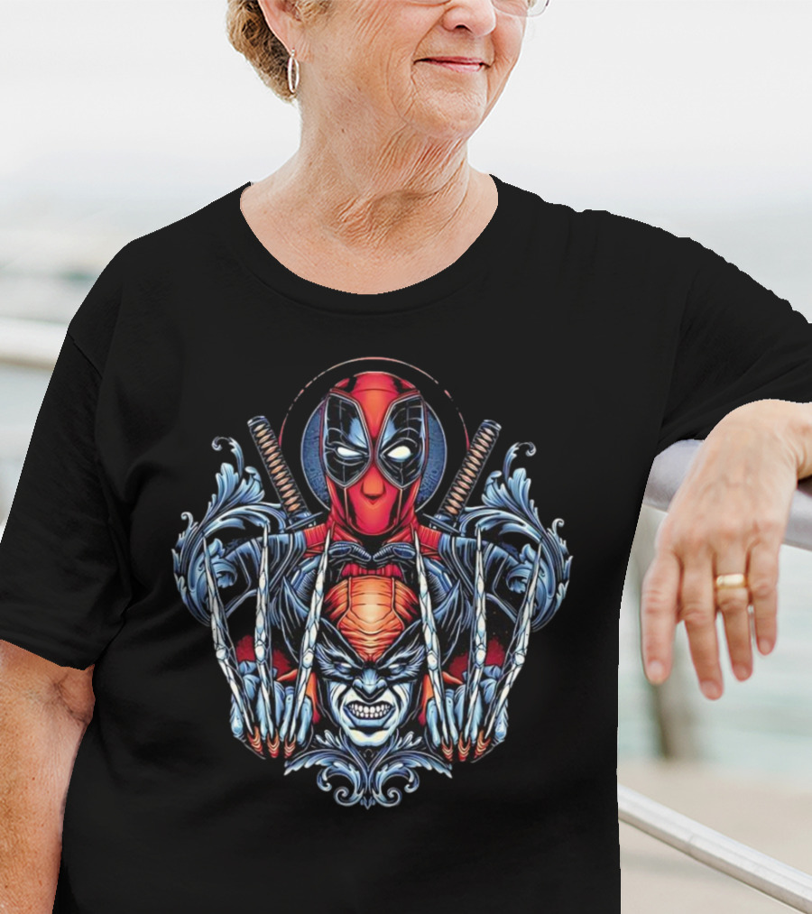 Deadpool And Wolverine Disastrous Duo Claws And Swords T-Shirt