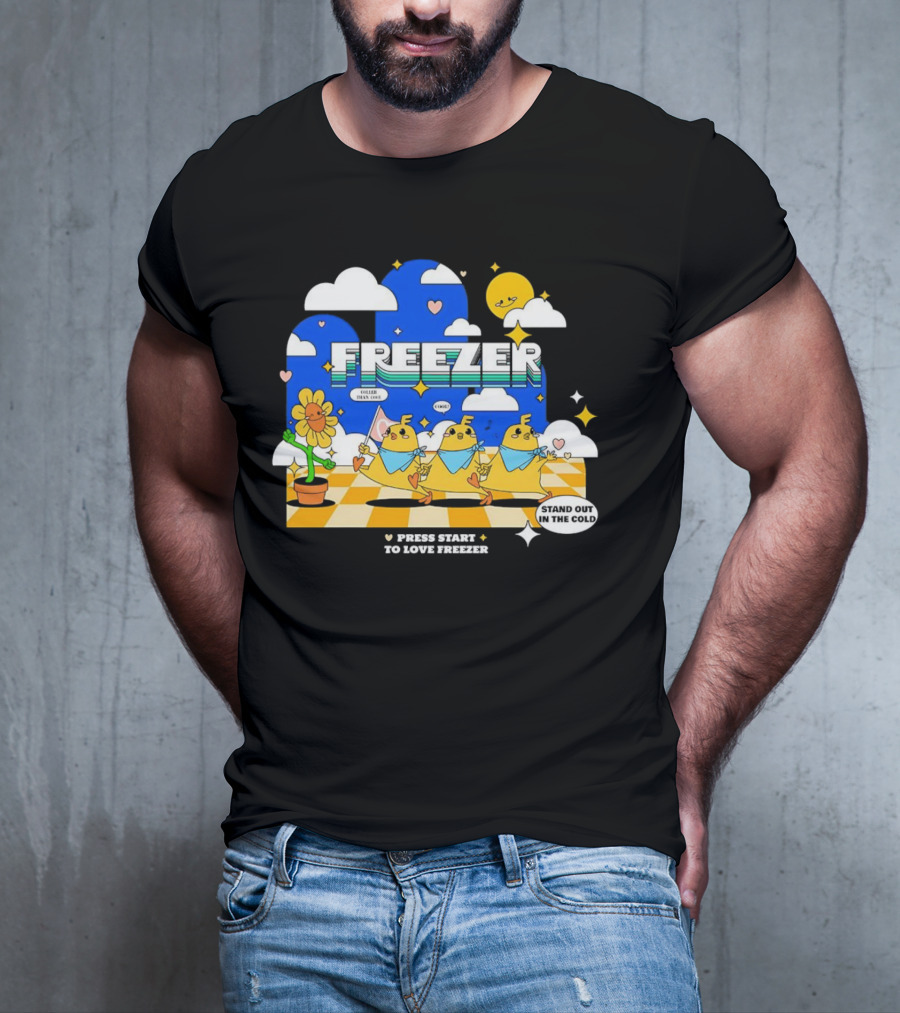 Press Start To Love Freezer Stand Out In The Cold 본체의 차가운 감성 T-Shirt