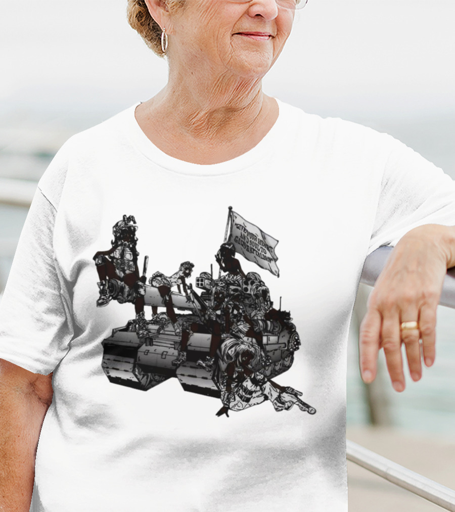 Gods Battalion Cloud White Ebony Battalion Tank With Warriors And Flag T-Shirt