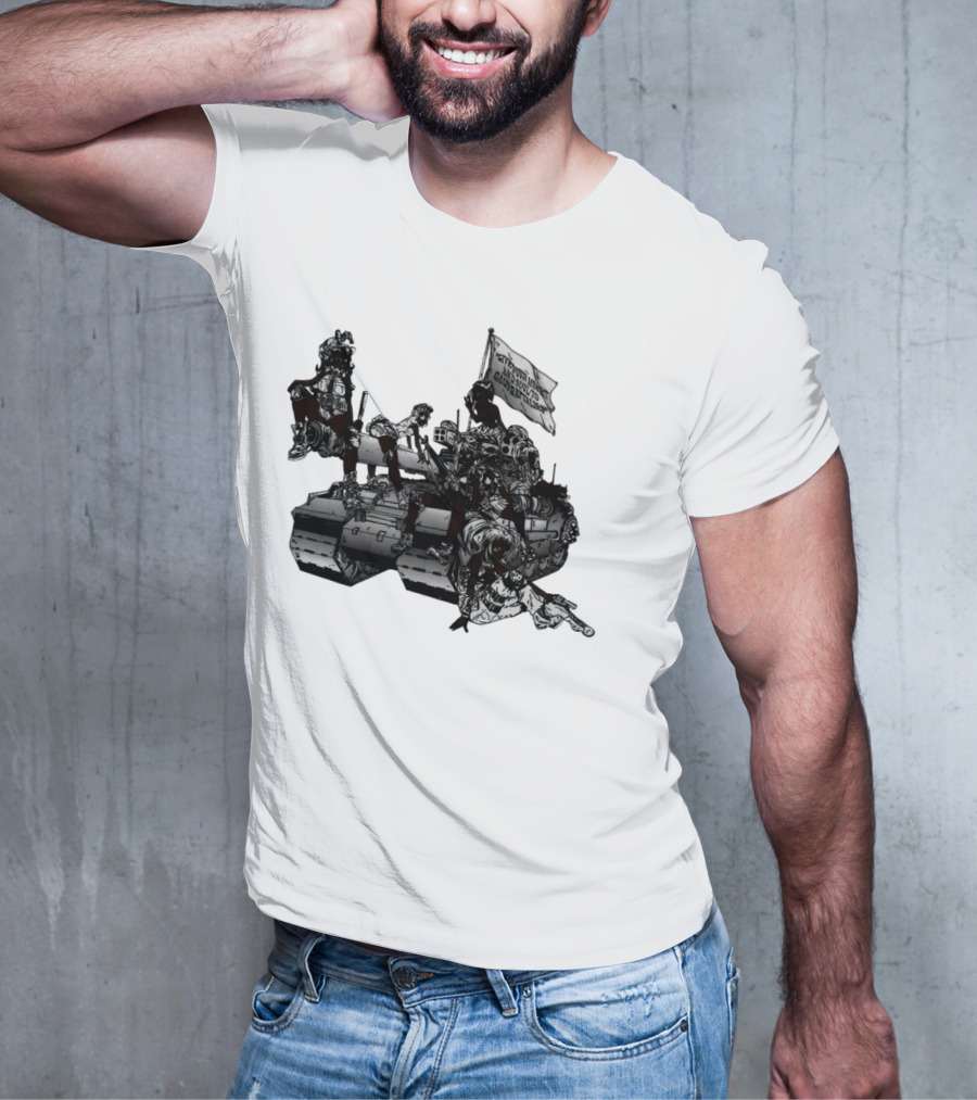 Gods Battalion Cloud White Ebony Battalion Tank With Warriors And Flag T-Shirt